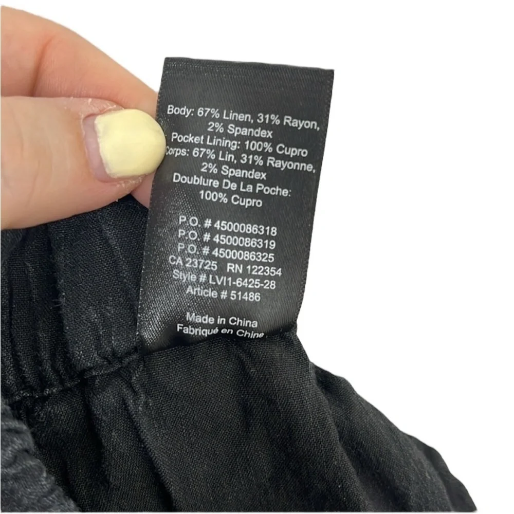 Aritzia Babaton Errol Black Linen Tapered Pants Women Size M